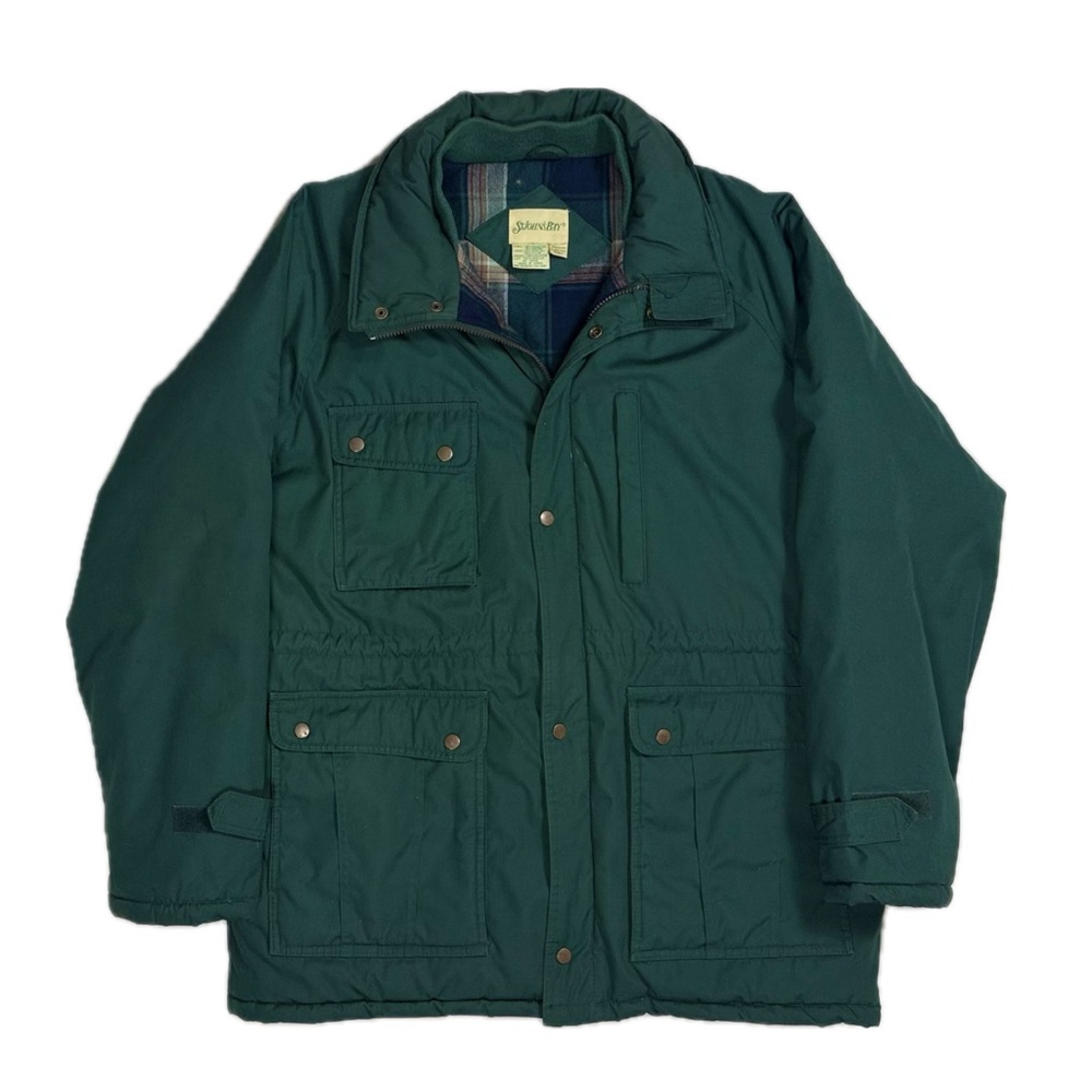 Vintage 90s St John's Bay hunter green‎ flannel lined mountain parka men's large